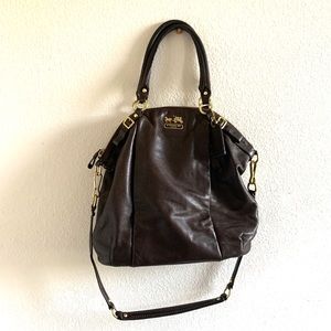 Coach Leather brown Handbag purse brass soft cross